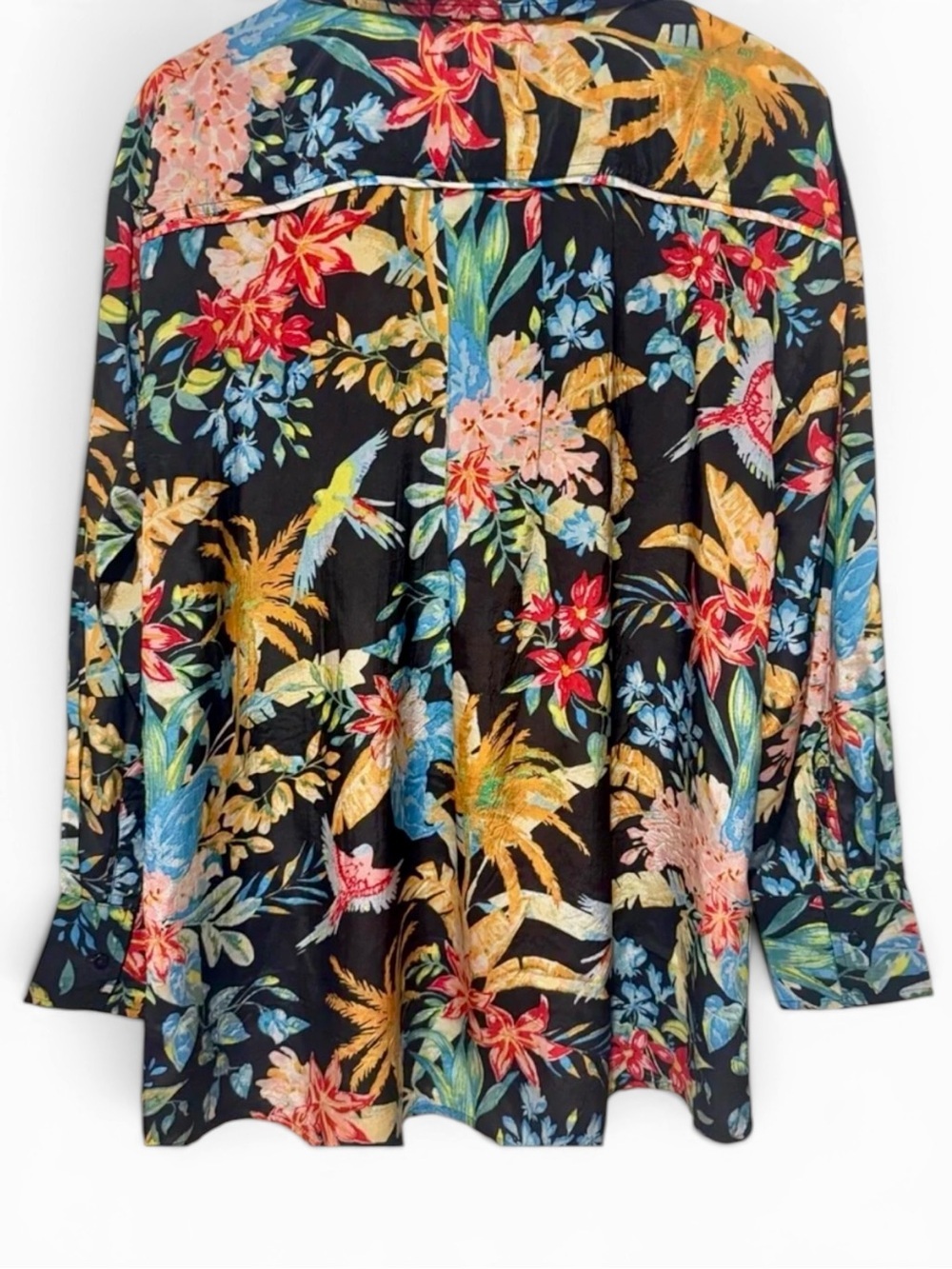 ELAN- Black Floral/Tropical Two-Piece Shirt & Shorts Set - Picture 7 of 10